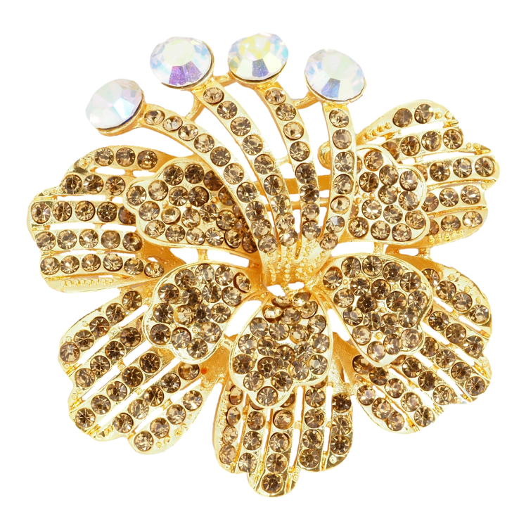 Брошка Квітка з золотистими стразами фото №22