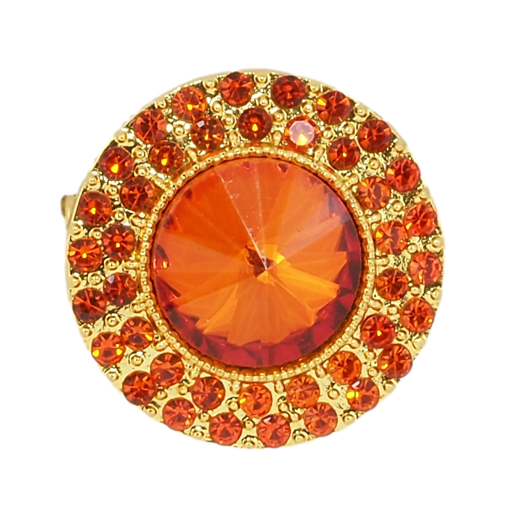 Брошка Коло з помаранчевими стразами фото №20