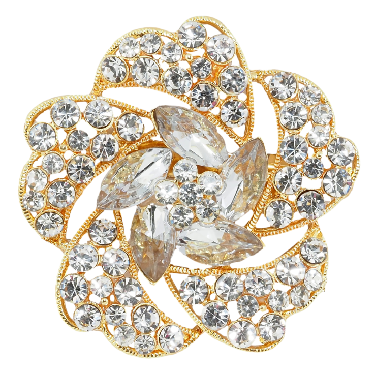 Брошь Цветок со стразами фото №9