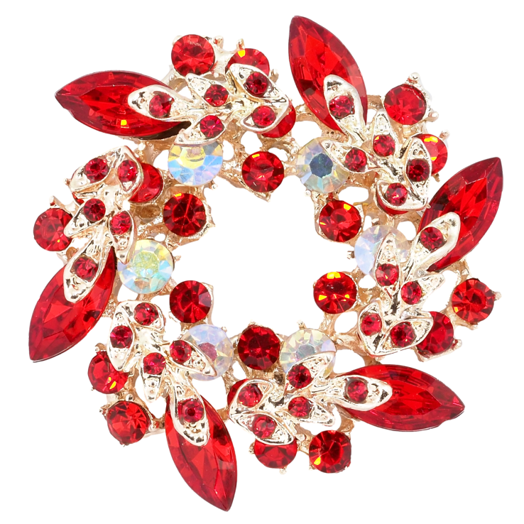 Брошка Віночок з червоними стразами фото №22