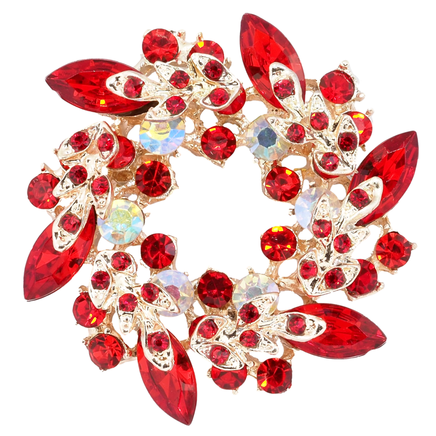 Брошь Веночек с красными стразами фото №1