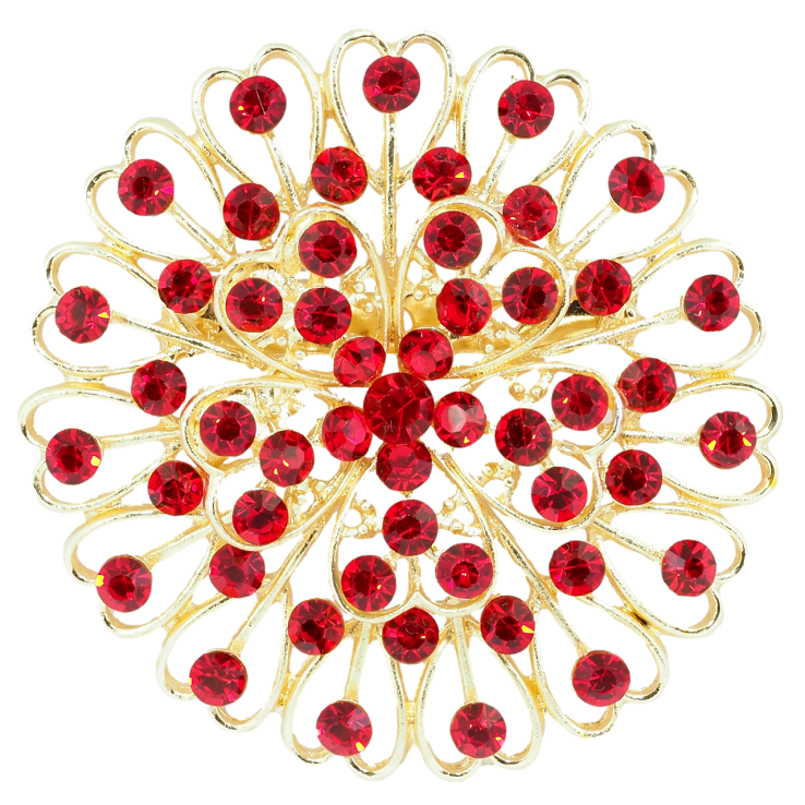 Брошка Квітка з червоними стразами фото №17