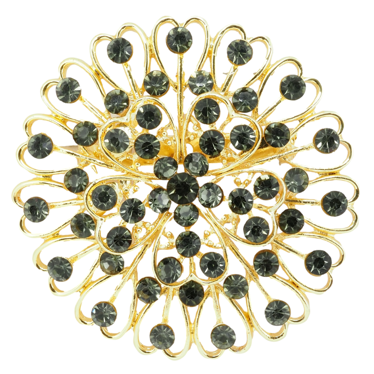 Брошь Цветок с черными стразами фото №25