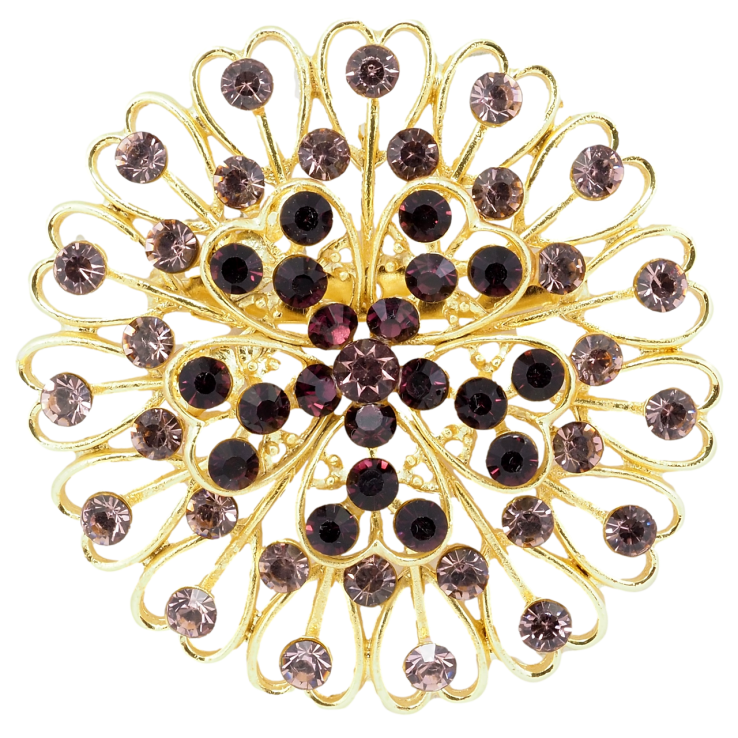 Брошка Квітка з бордовими стразами фото №8