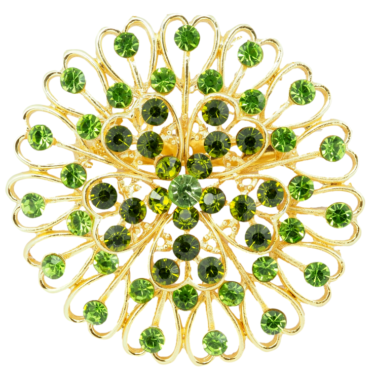 Брошка Квітка з зеленими стразами фото №24