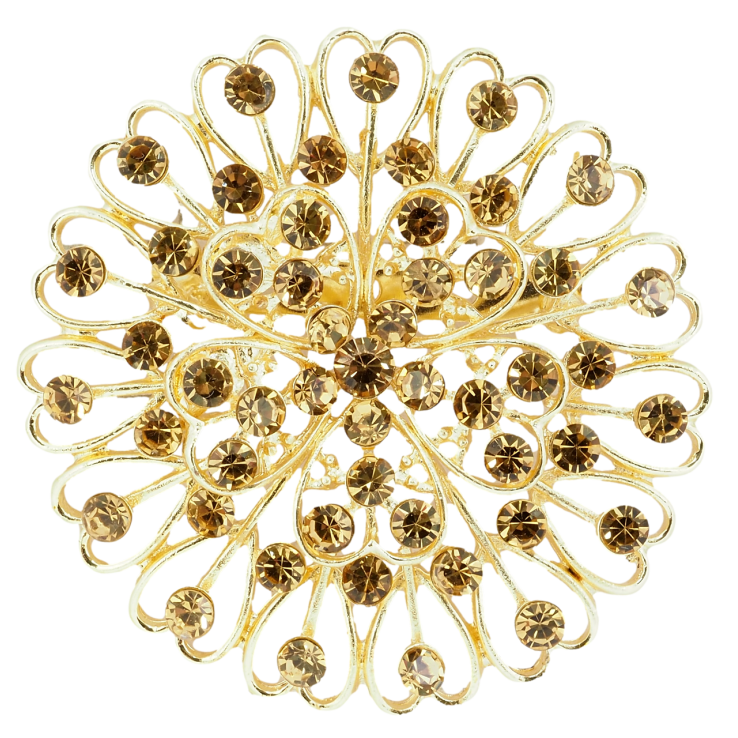 Брошка Квітка з коричневими стразами фото №4
