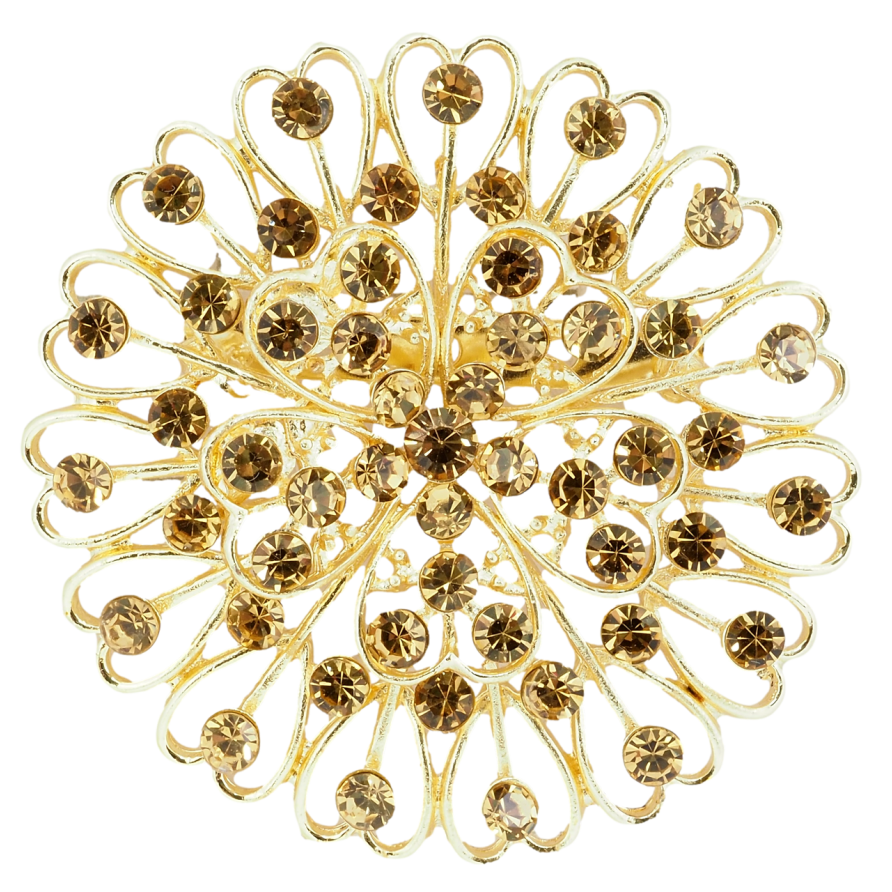 Брошь Цветок с коричневыми стразами фото №1