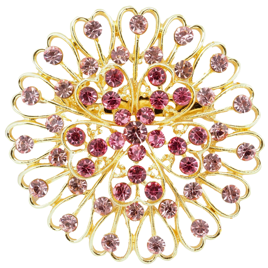 Брошь Цветок с розовыми стразами фото №1