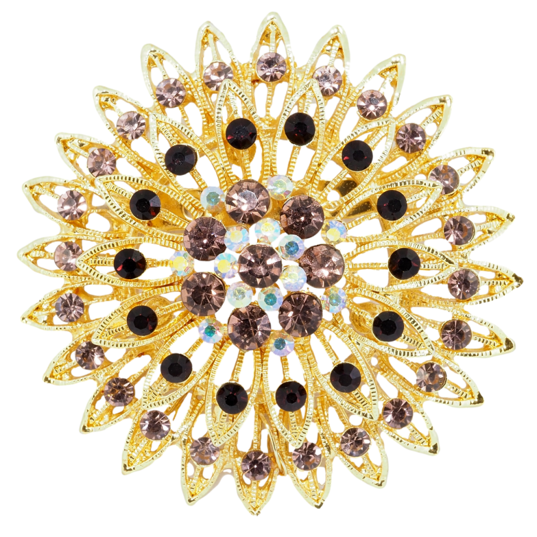 Брошка Квітка з бордовими стразами фото №1