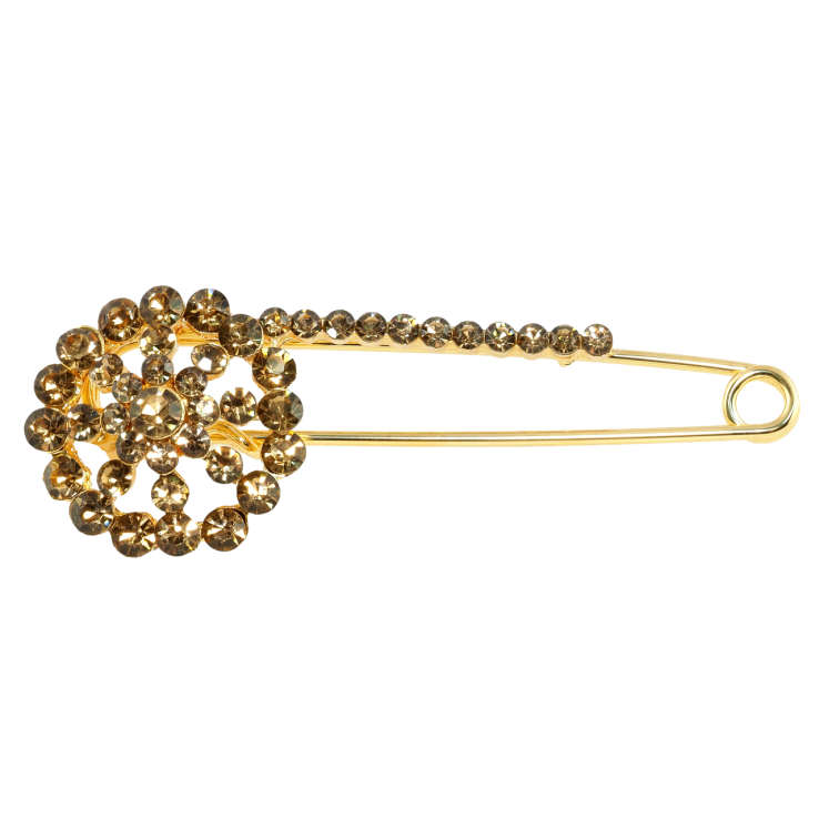 Брошка-шпилька Квітка з коричневими стразами фото №8