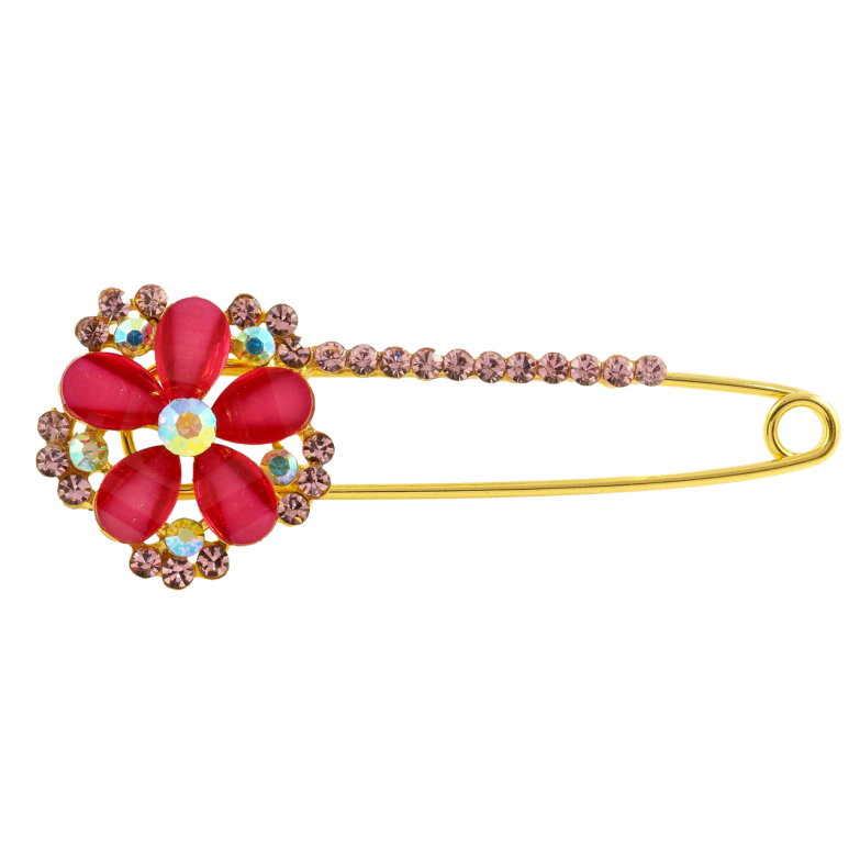 Брошь-булавка Цветок с розовыми стразами фото №17