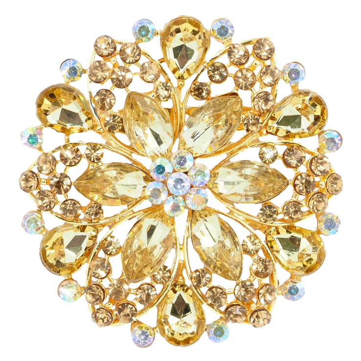 Брошка Квітка з золотистими стразами фото №19