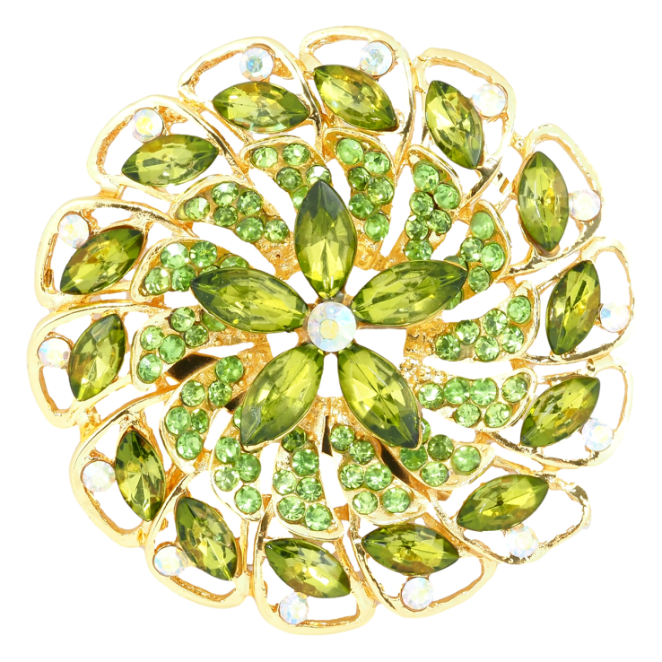 Брошка Квітка із зеленими стразами фото №20