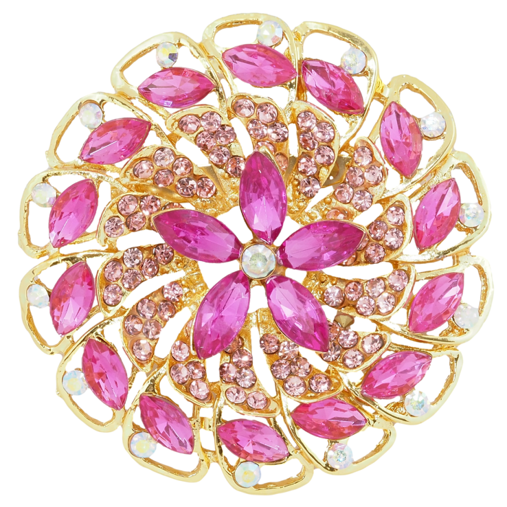 Брошь Цветок с розовыми стразами фото №20