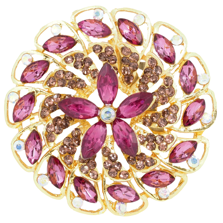 Брошка Квітка із бордовими стразами фото №21