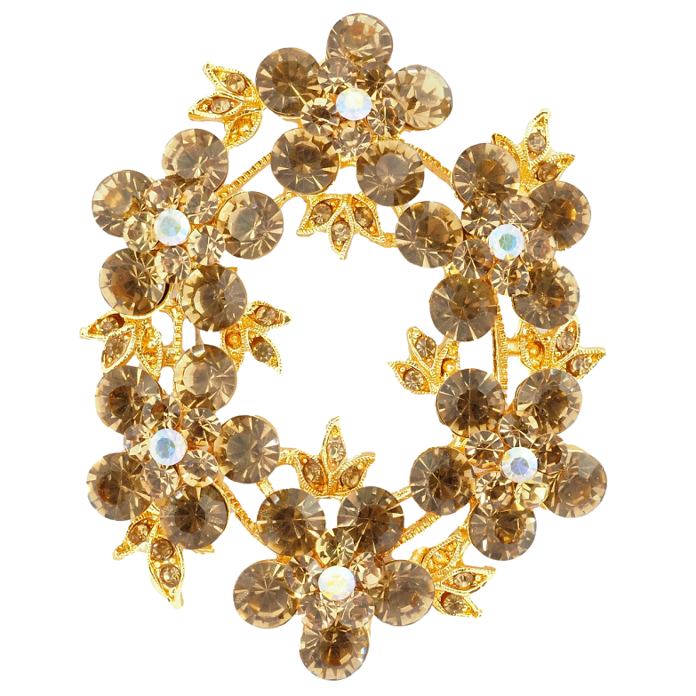 Брошка Віночок з золотистими стразами фото №1