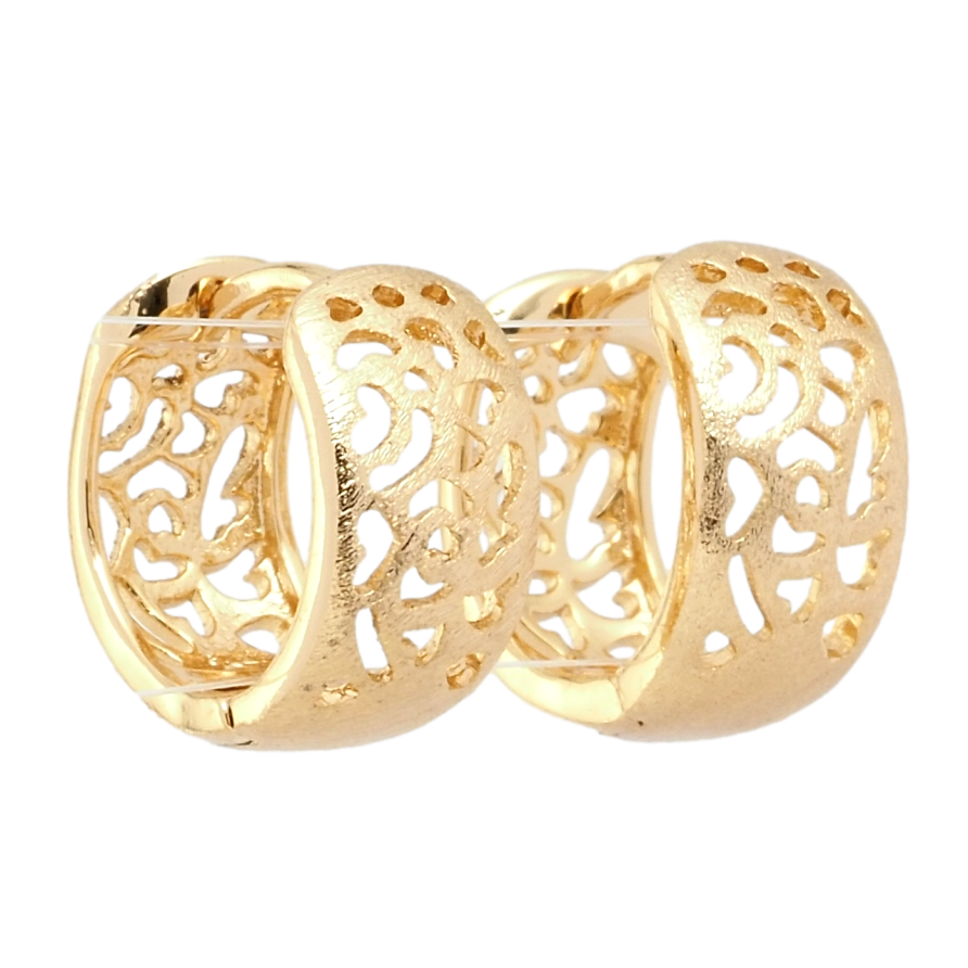 Сережки Xuping Позолота 18K колечка Різьблений орнамент фото №1 Сережки Xuping Позолота 18K колечка Різьблений орнамент фото №1