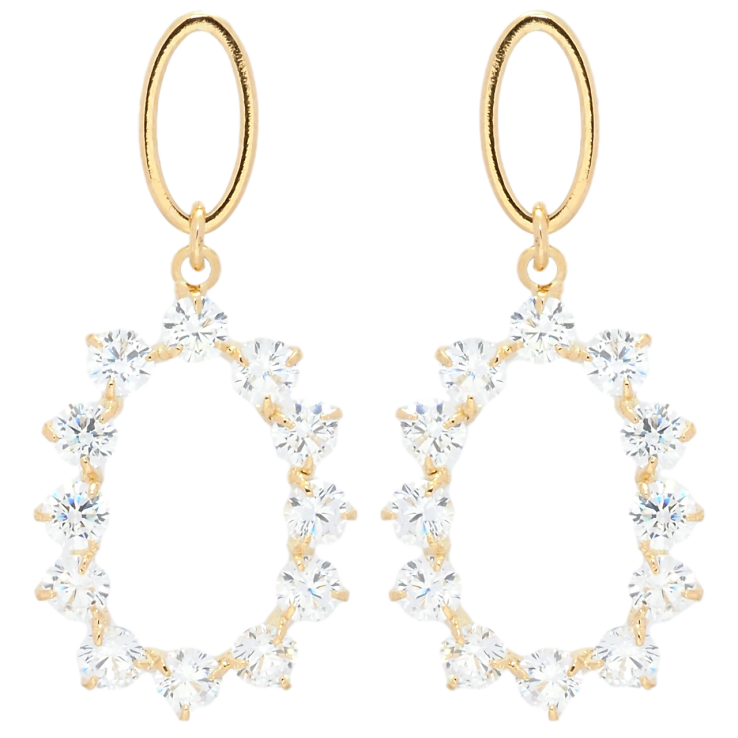 Серьги Xuping QQMM Позолота 18K пусеты Овальные подвески с фианитами фото №8