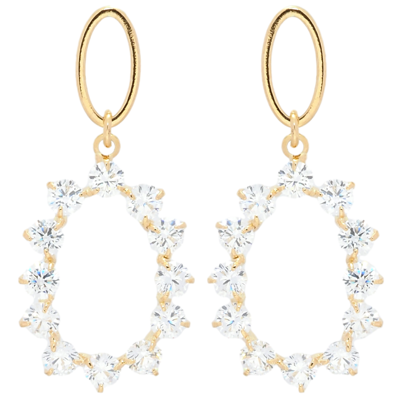 Сережки Xuping QQMM Позолота 18K пусети Овальні підвіски з фіанітами фото №1