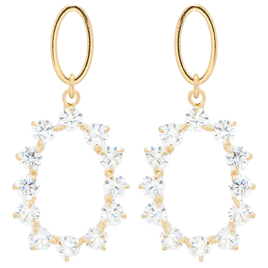 Серьги Xuping QQMM Позолота 18K пусеты Овальные подвески с фианитами фото №1