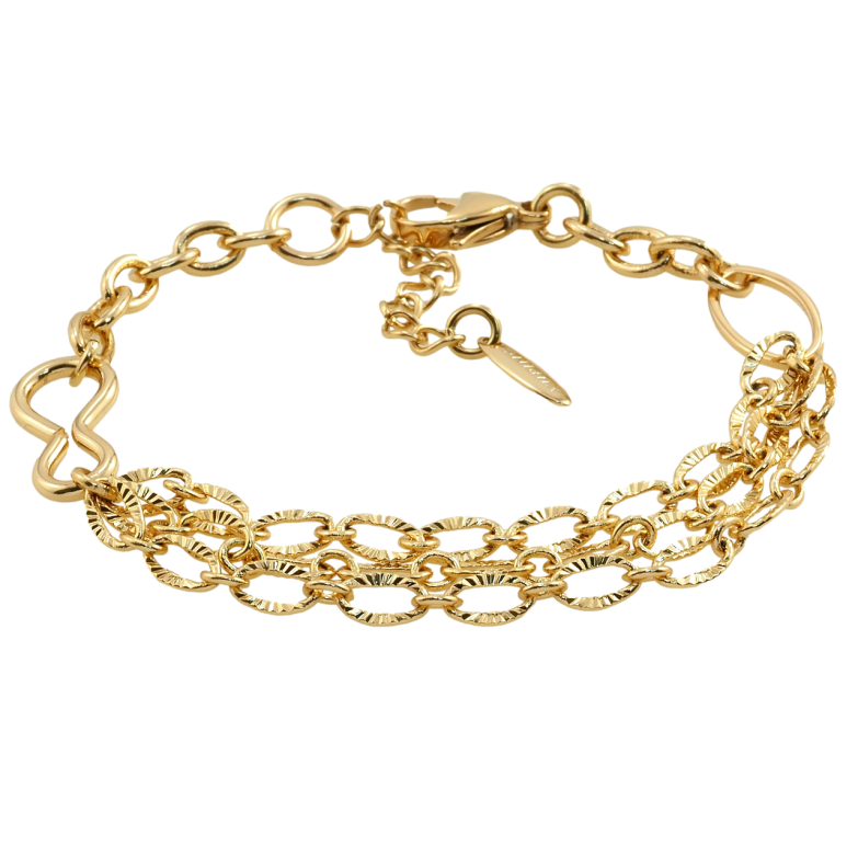 Браслет Xuping Позолота 18K Плетение Комбинированное размер с доп. цепочкой 19.5-22.5см х 5-10мм фото №1