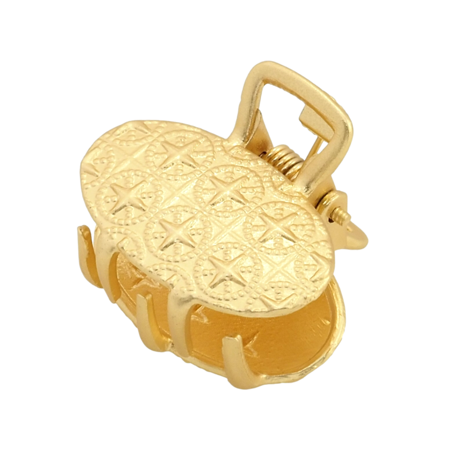 Краб металевий Овал з візерунком довжина 2.5см, матове напилення фото №1 Краб металевий Овал з візерунком довжина 2.5см, матове напилення фото №1