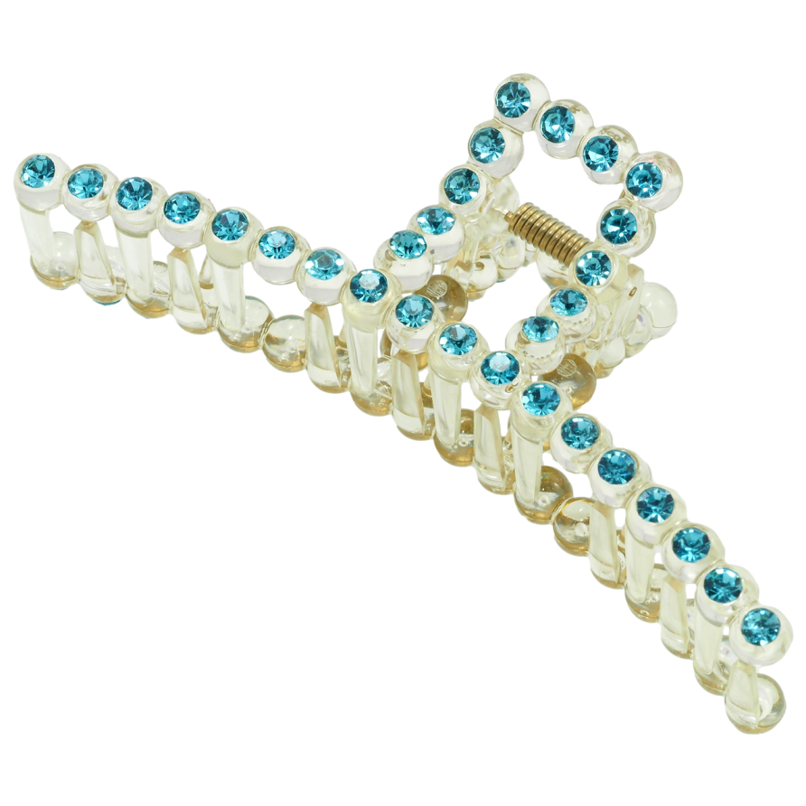 Краб пластиковий Дуга з бірюзовими стразами довжина 11.8см фото №1