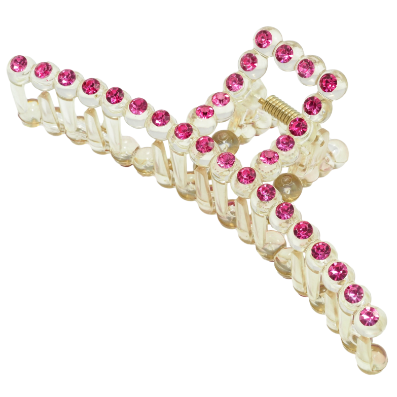 Краб пластиковый Дуга с розовыми стразами длина 11.8см фото №16