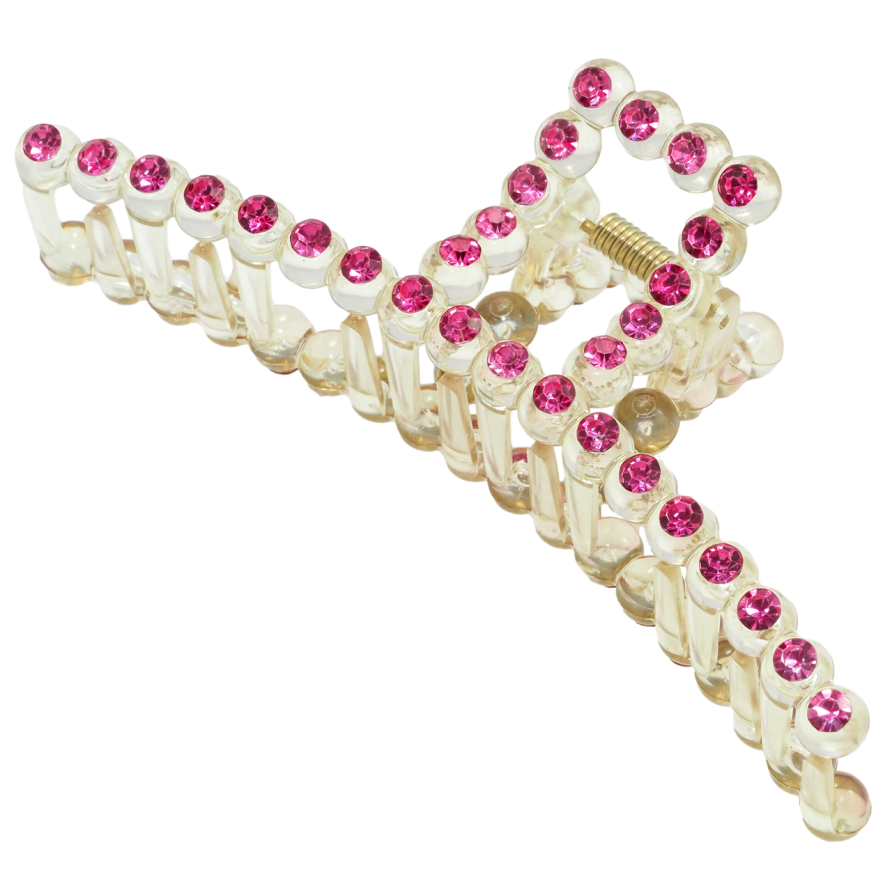 Краб пластиковый Дуга с розовыми стразами длина 11.8см фото №1