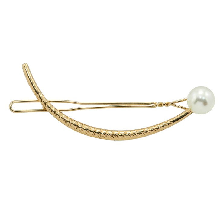 Заколка-затискач Золотиста дуга з перлиною довжина 7.8см, ø 10мм фото №5 Заколка-затискач Золотиста дуга з перлиною довжина 7.8см, ø 10мм фото №5