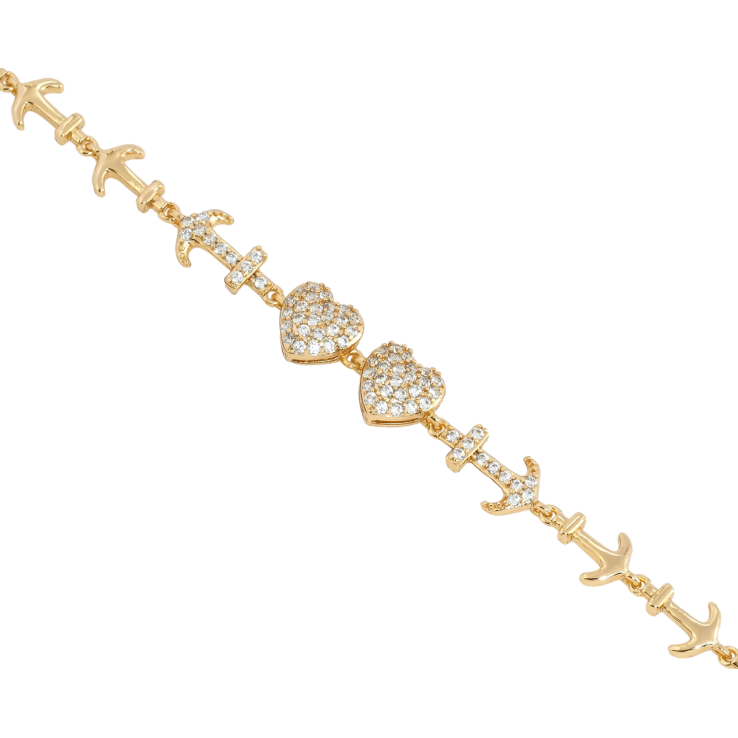 Браслет Xuping Позолота 18K Два сердца, звенья якорь размер с доп. замком 17, 19см х 6-8мм фото №11