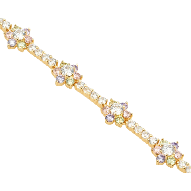 Браслет Xuping M&L Колір 18К Квіточки з кольорових фіанітів довжина з доп.замком 17,19.5см х 3-10мм фото №1