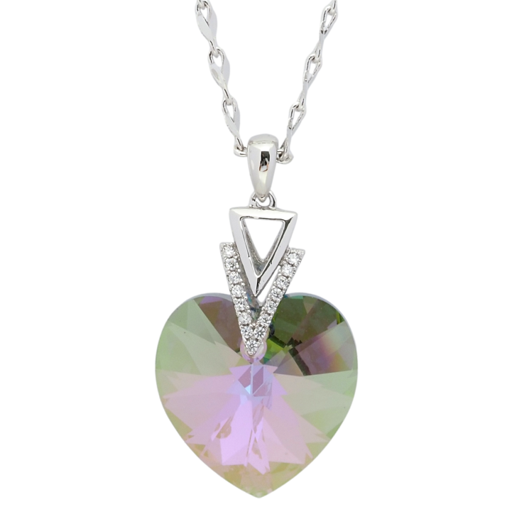 Кулон Xuping колір Родій із кристалами Swarovski на ланцюжку Серце кристал Vitrail Light довжина 39-44см х 2мм фото №16