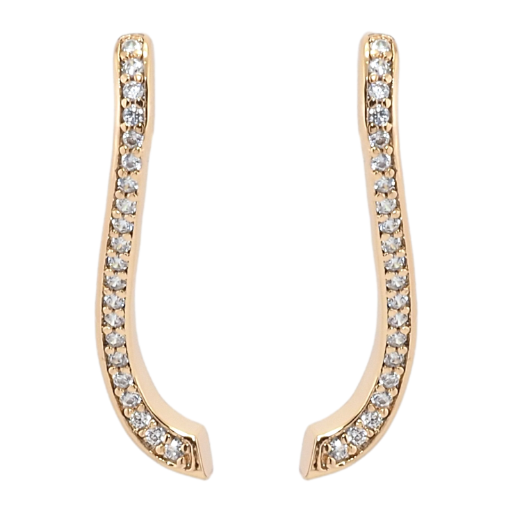 Серьги Xuping Позолота 18K пусеты Волнистые дорожки циркония фото №14