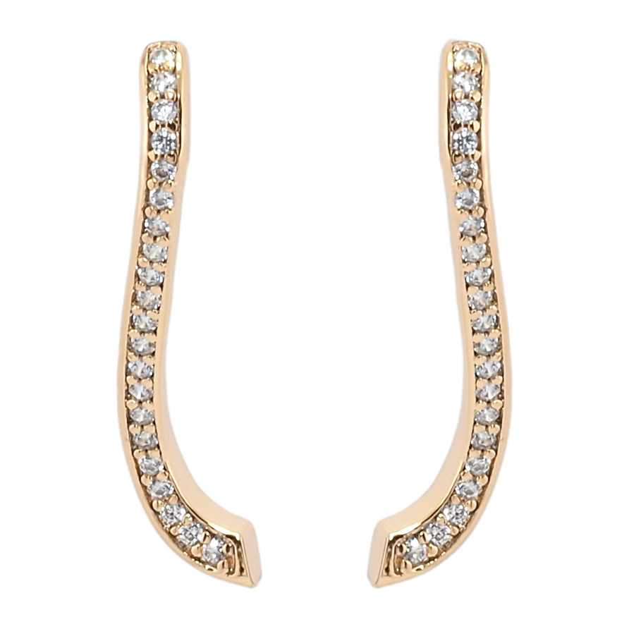 Серьги Xuping Позолота 18K пусеты Волнистые дорожки циркония фото №1