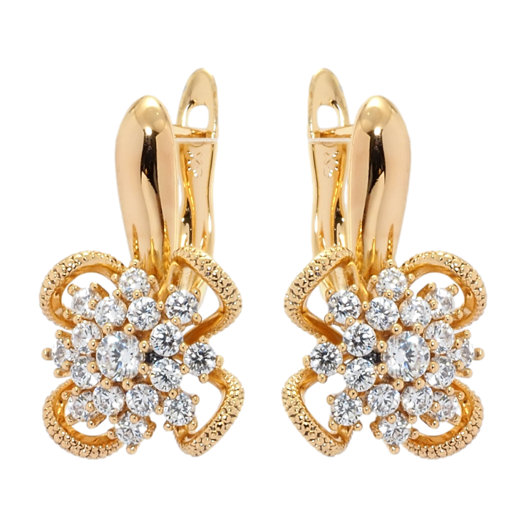 Сережки Xuping Позолота 18K англійський замок Декоративні квіточки з цирконієм фото №8 Сережки Xuping Позолота 18K англійський замок Декоративні квіточки з цирконієм фото №8