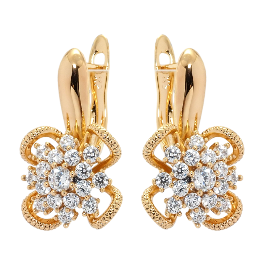 Сережки Xuping Позолота 18K англійський замок Декоративні квіточки з цирконієм фото №1