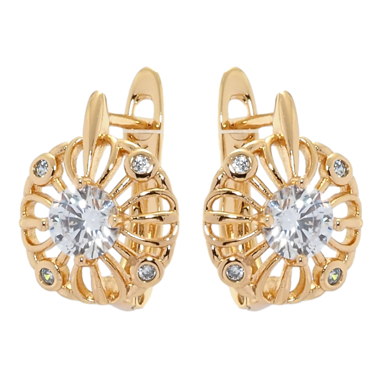 Серьги Xuping Позолота 18K английский замок Резные круги с цирконием фото №1