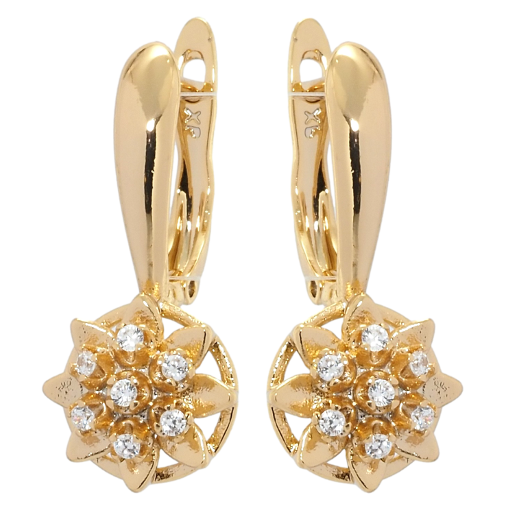 Сережки Xuping Позолота 18K англійський замок Квіточки на дужці фото №15 Сережки Xuping Позолота 18K англійський замок Квіточки на дужці фото №15