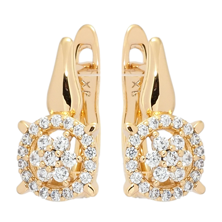 Сережки Xuping Позолота 18K англійський замок Кришталеві квіточки в колечках фото №11 Сережки Xuping Позолота 18K англійський замок Кришталеві квіточки в колечках фото №11