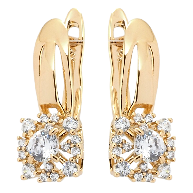 Сережки Xuping Позолота 18K англійський замок Декоративні квіточки з цирконієм фото №1