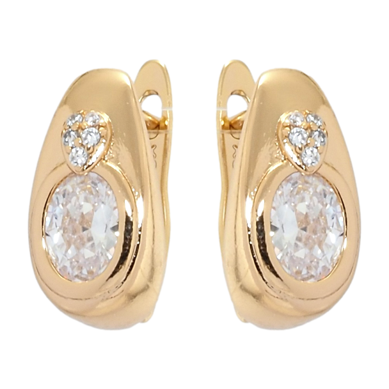 Сережки Xuping Позолота 18K англійський замок Вставка фіаніт з серцем фото №15