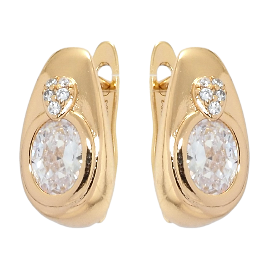 Сережки Xuping Позолота 18K англійський замок Вставка фіаніт з серцем фото №1