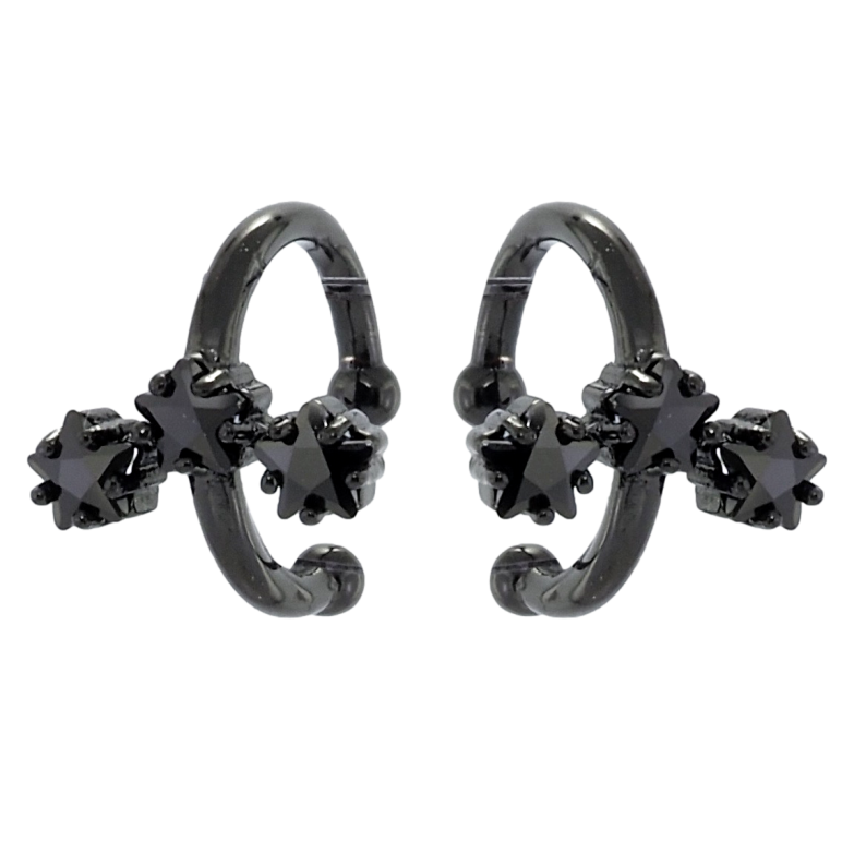 Серьги Xuping Позолота Black (черное золото) каффы Звездочки из черного циркония фото №1