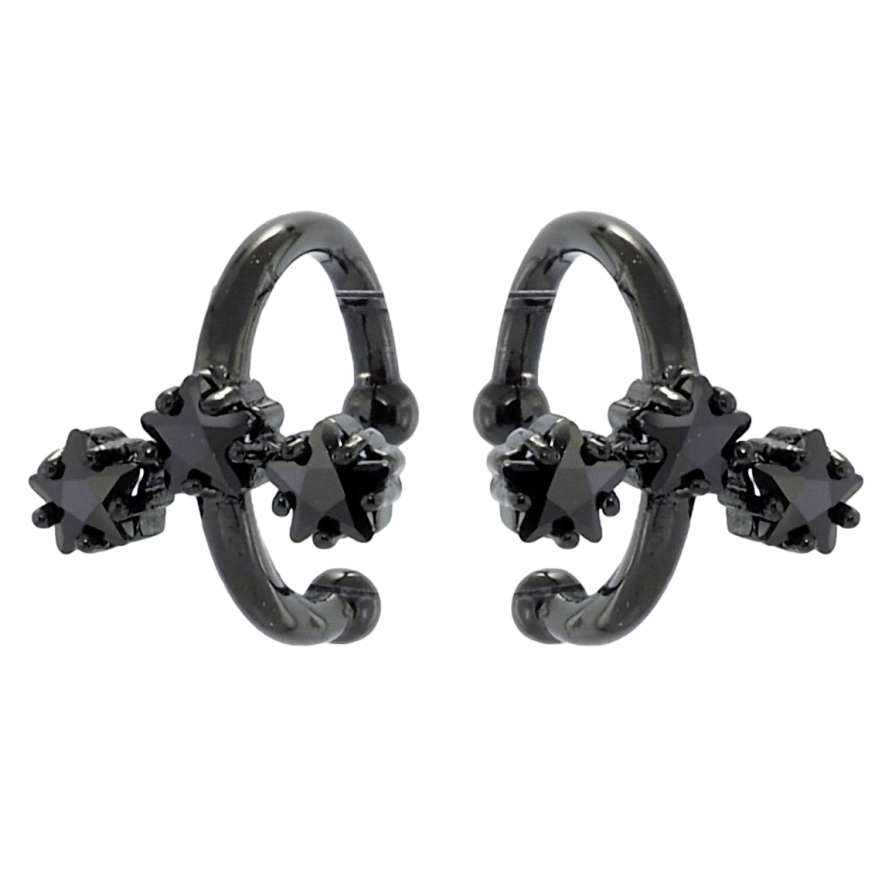 Серьги Xuping Позолота Black (черное золото) каффы Звездочки из черного циркония фото №1