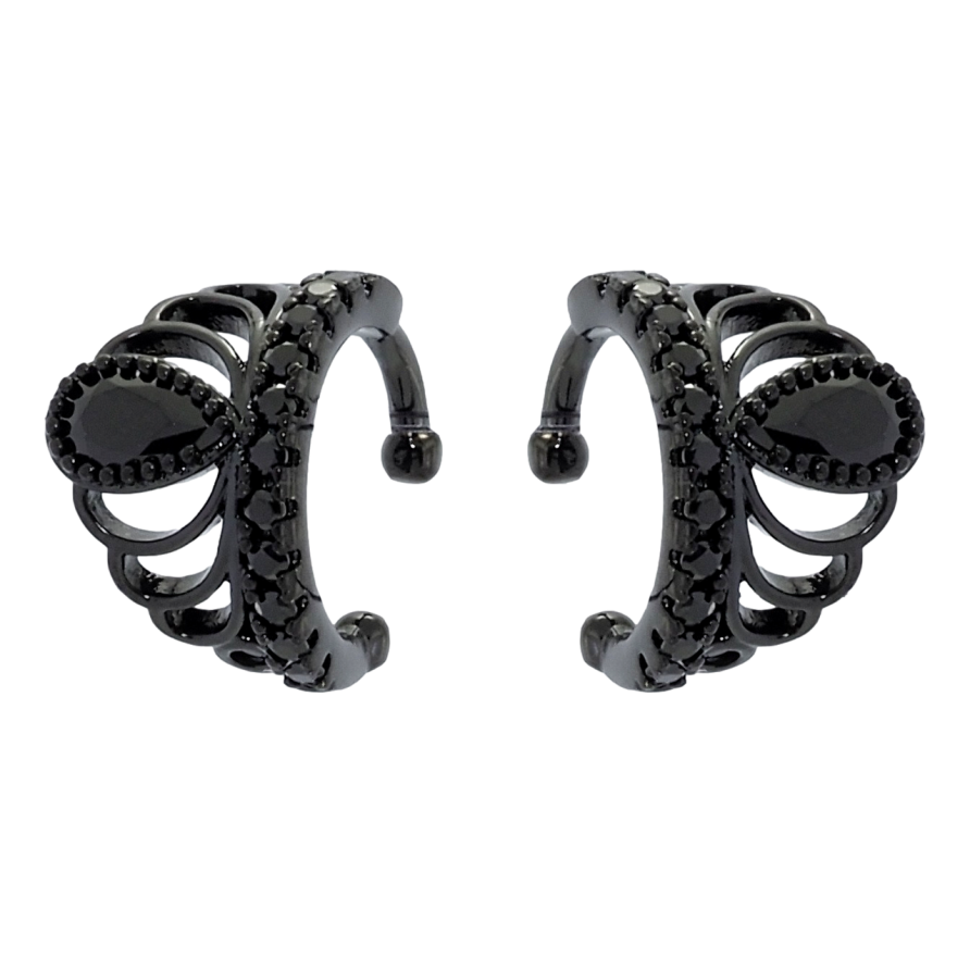 Сережки Xuping Позолота Black (чорне золото) кафи Корона інкрустація чорним цирконієм фото №1