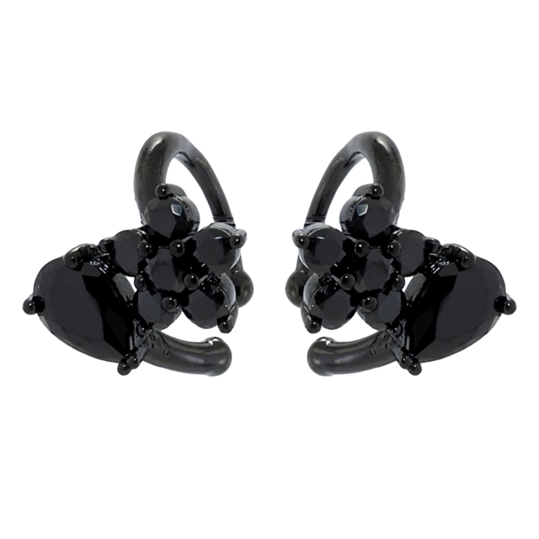 Сережки Xuping Позолота Black (чорне золото) кафи Квіточка з крапелькою із чорного цирконію фото №16