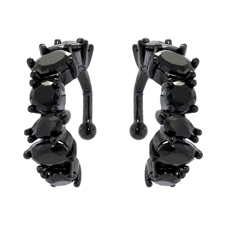 Сережки Xuping Позолота Black (чорне золото) кафи Доріжки чорного цирконію фото №1