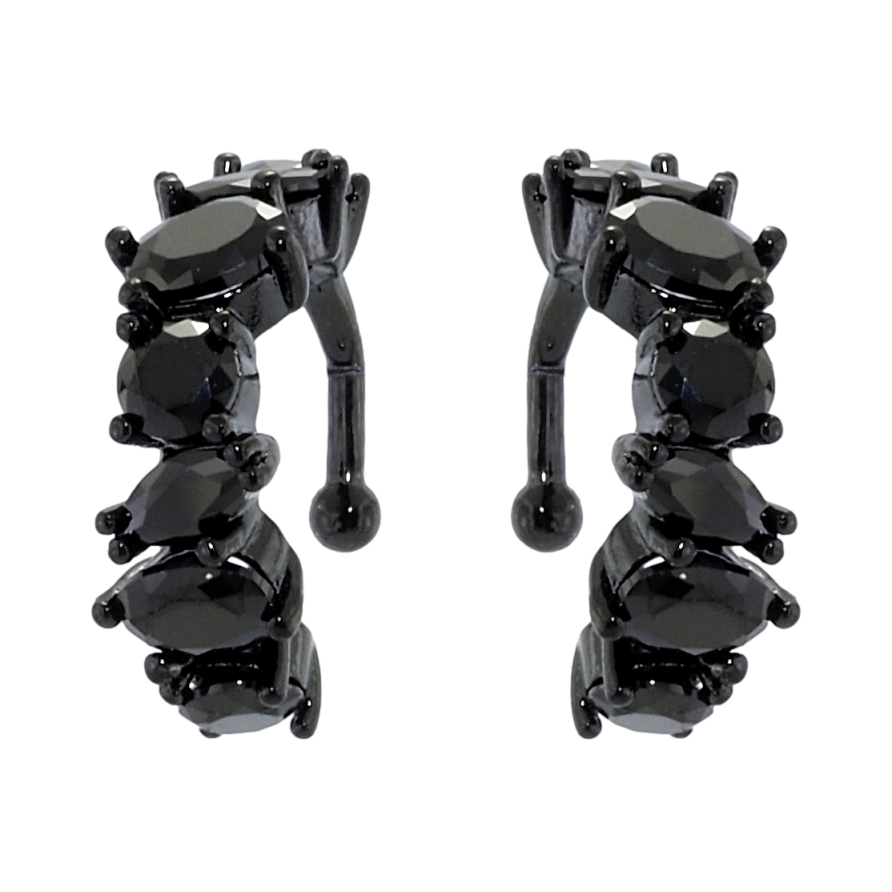 Серьги Xuping Позолота Black (черное золото) каффы Дорожки черного циркония фото №1