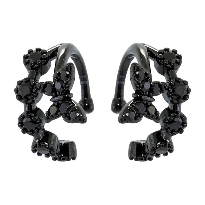 Сережки Xuping Позолота Black (чорне золото) кафи Метелик інкрустація чорним цирконієм фото №6